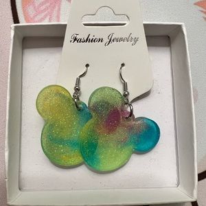 Tie dye Mickey shaped earrings